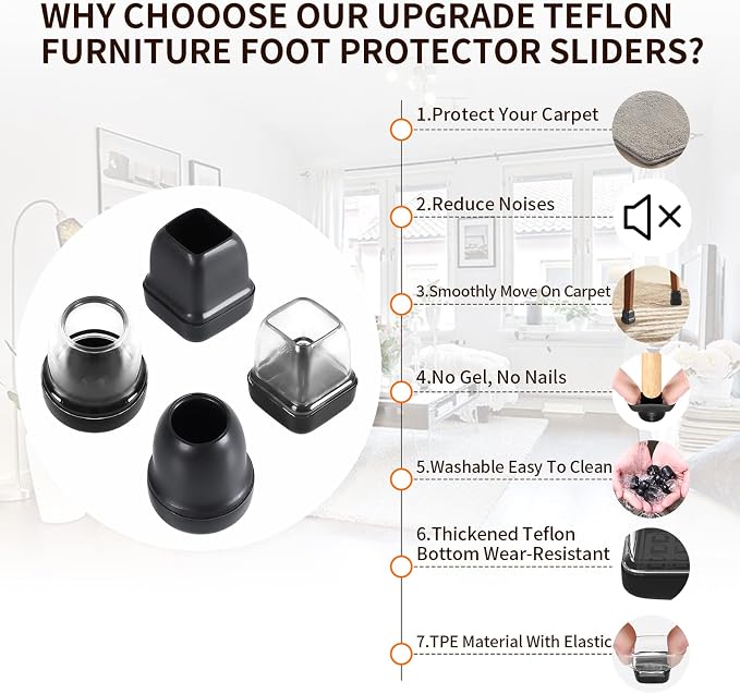 Ezprotekt 24 Pcs Chair Leg Sliders - Image 4
