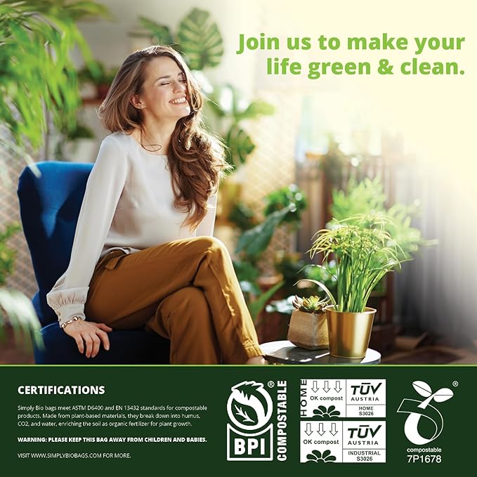 Simply Bio 30-33 Gallon Compostable Trash Bags Liners Flat-Top, Heavy Duty - Image 6