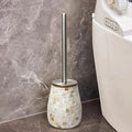 WDHODEC Natural Shell Toilet Brush and Holder Set Mosaic Glass, Stainless Steel by WDHODEC