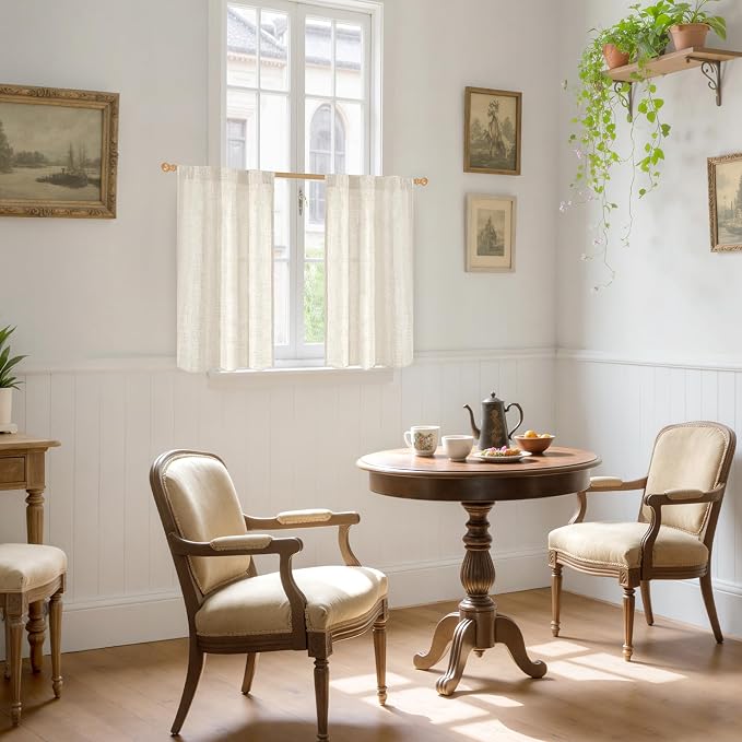 YoungsTex Boho Linen Curtains 36 Inch Length - Image 2