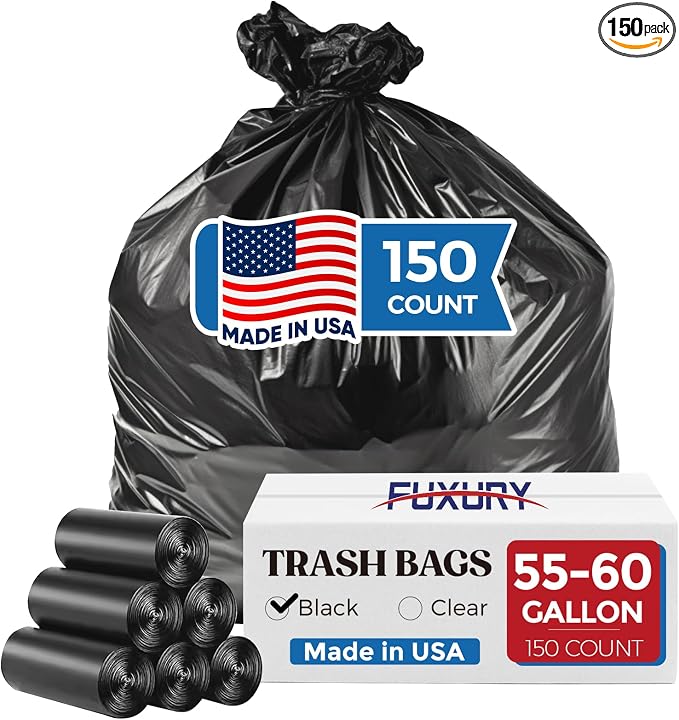 Fuxury 55-60 Gallon Trash Bags Heavy Duty, 38 x 58" Extra Large Black Trash Bags by Fuxury