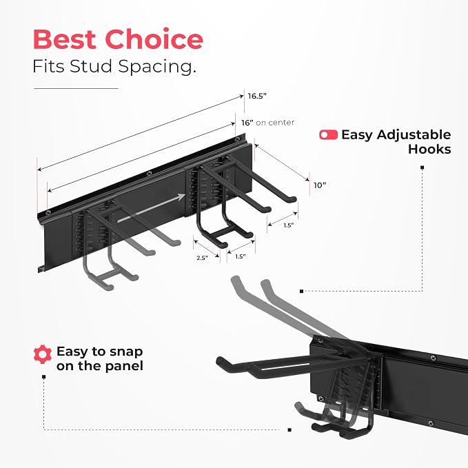 Garage Wall Organizer | 96" Heavy-Duty Tool Storage Rack | Adjustable - Image 3