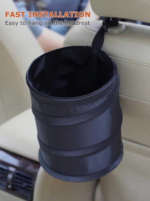 Ginsco 2Packs 1 Gallon New Leakproof Car Trash Can, Mini Trash Can Pop-up - Image 4