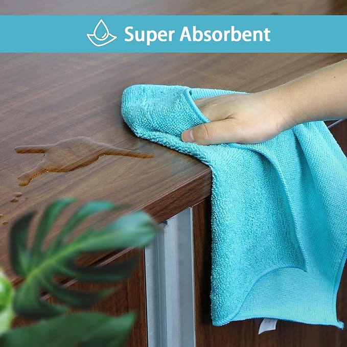 HOMEXCEL Microfiber Cleaning Cloth, 12 Pack Cleaning Rags, Cleaning Towels - Image 4