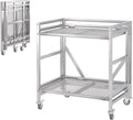 2 Shelf Rolling Cart with Wheels, 660lbs Capacity Collapsible Steel Rolling by ChincoStar