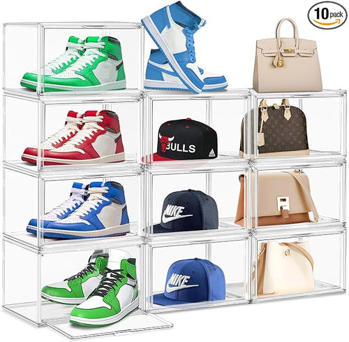 10 Pack Acrylic Shoe Storage Box Clear Plastic Stackable Acrylic Display Case by EDSFAM