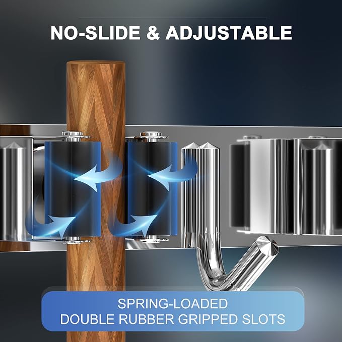 ZONGOOL Mop Broom Holder Wall Mount, Broom Organizer Mop and Broom Storage Tool - Image 3