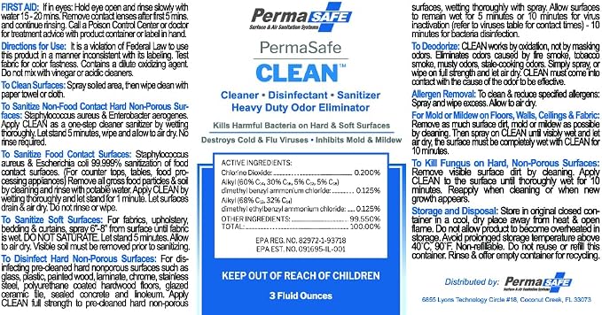 PermaSafe CLEAN, All-Purpose Hospital Disinfectant Cleaner; No Rinse, Soft & - Image 2