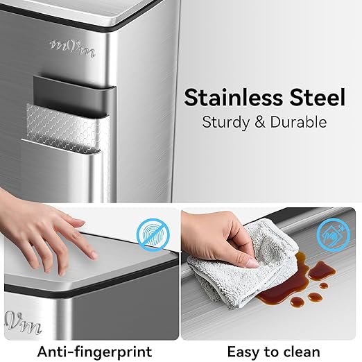 mVm 10.6 Gallon Kitchen Step Trash Can, Soft-Close and Foldable Foot Pedal - Image 2