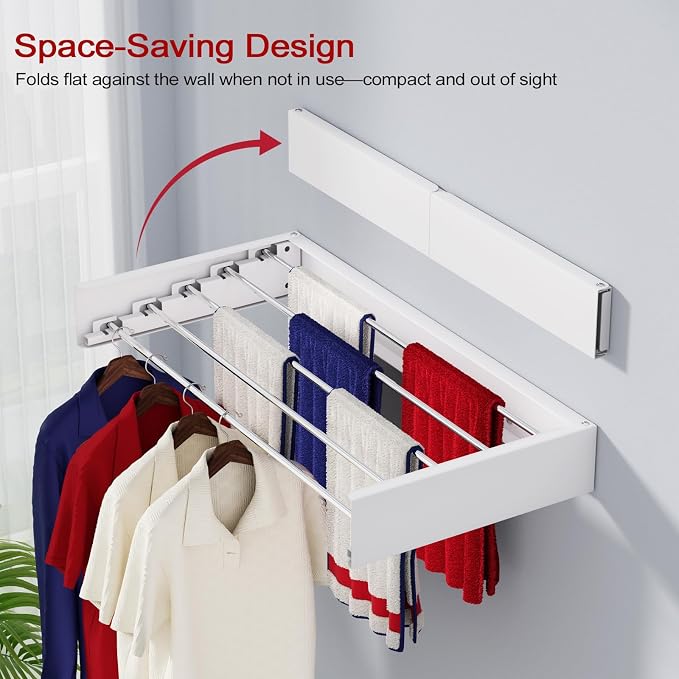 Wall Mounted Drying Rack 31.5", Foldable Laundry Drying Rack - Image 2