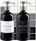16oz Glass Soap Dispenser with Stainless Steel Pump, 21 Waterproof Labels by Verute