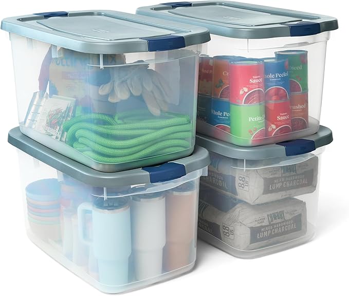 Rubbermaid Roughneck Clear 66 Qt/16.5 Gal Storage Containers, Visible Base by Rubbermaid