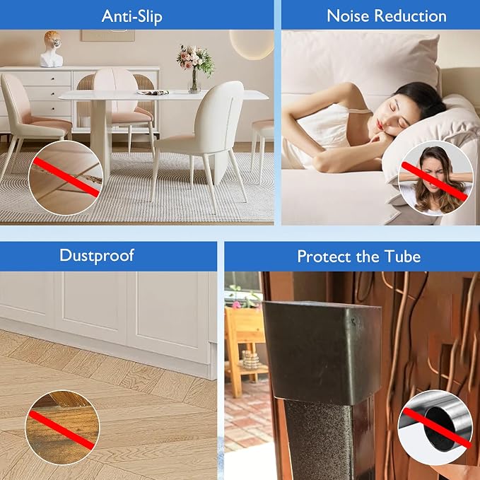 4 Pcs 2" x 4" Rectangular Rubber Chair Leg Caps, PVC Table Leg Covers, Flexible - Image 6