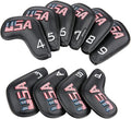 Golf Builder Black Leather USA Golf Club Iron Wedge Head Covers Fit All Brands by Golf+Builder