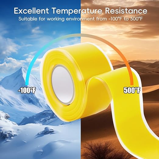 Self Fusing Silicone Tape 2 Rolls 1 in x 10' Yellow Waterproof Rescue Tape - Image 5