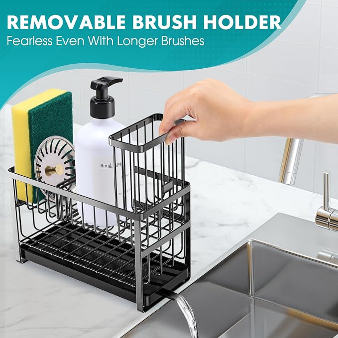 Sinnsally Kitchen Sponge Holder, 2 Tier Sink Caddy Organizer - Image 3