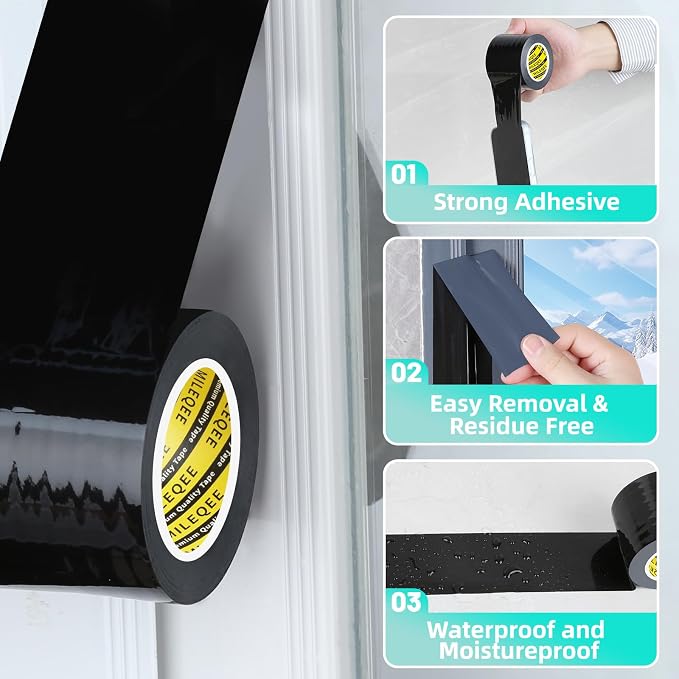 Window Weather Stripping Door Seal Tape Black, 2in x 66FT, Automotive - Image 3