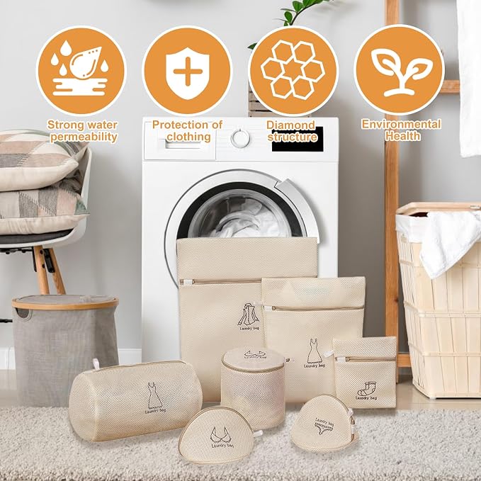 Mesh Laundry Wash Bags Set, 7 Piece Set of Laundry Bags - Image 4