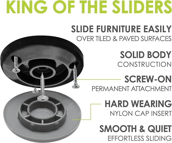Gorilla Outdoor 2 Inch Furniture Sliders/Screw on Nylon Glide Floor Protectors - Image 2