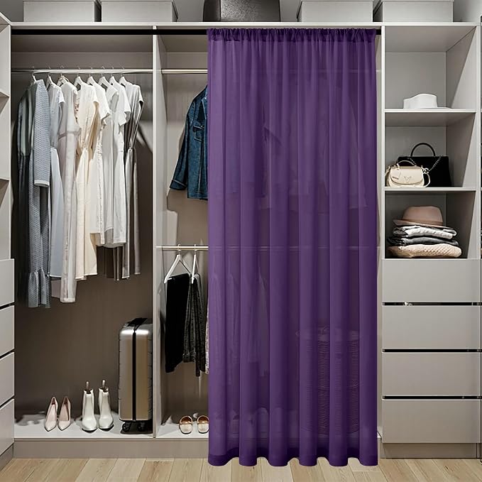 Tollpiz Sheer Door Curtains Closet Linen Textured Curtain Sheers Doorway Light - Image 3