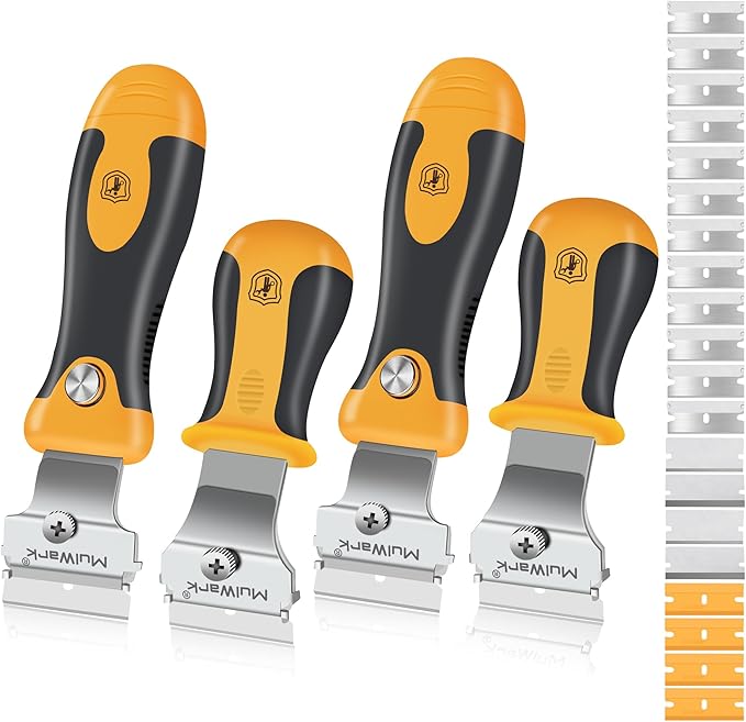 MulWark Razor Blade Scraper, 4 Handles Razor Scraper Set by MULWARK