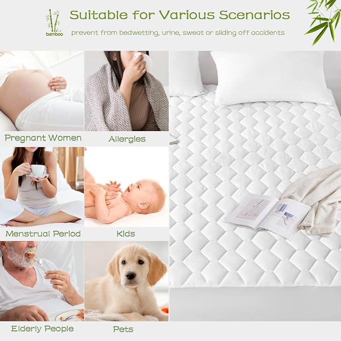 GRT California King Mattress Protector Waterproof, Rayon from Bamboo, Cooling - Image 5