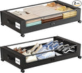 Under Bed Storage with Wheels, XXL 60L Under Bed Storage Containers with Clear by Gofujuco