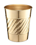 Monarch Abode Brushed Gold Handcrafted Wave Embossed Metal Wastebasket by MonarchAbode