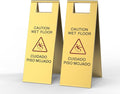 2 Pcs Wet Floor Sign, 24 Inch Gold Stainless Steel Caution Wet Floor Sign by CrazyAnt