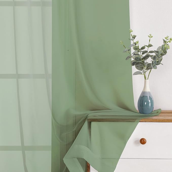 Chyhomenyc Sheer Window Curtains 144 inch Extra Long 2PCS, Airy Scarf Drapes - Image 9