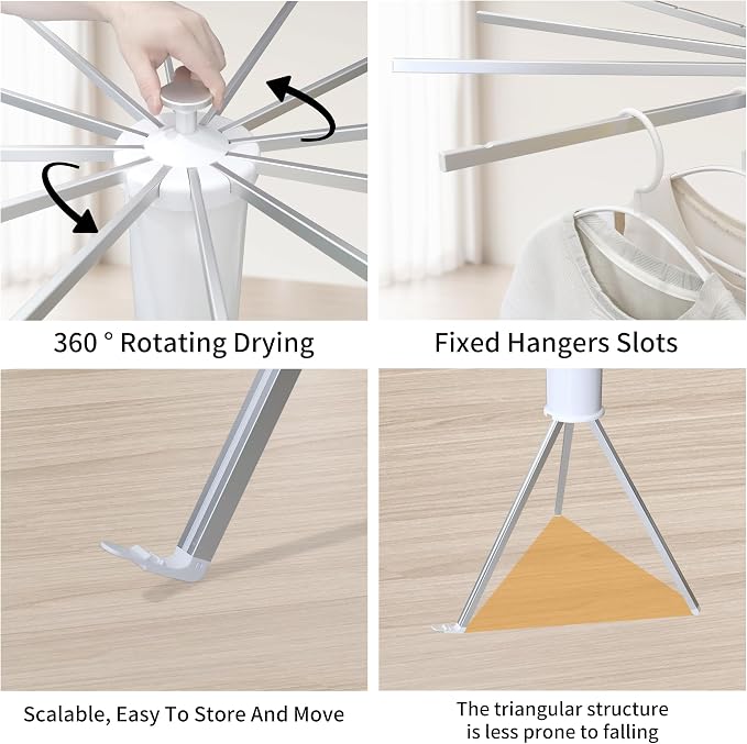 Clothes Drying Rack Tripod, Laundry Hanger Dryer Rack, Portable Foldable Drying - Image 5