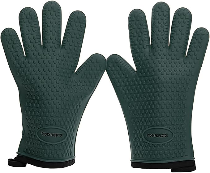 KITCHEN PERFECTION XL Silicone Smoker Oven Gloves-Extreme Heat Resistant BBQ by Kitchenperfection