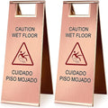 Kigley 2 Pcs Wet Floor Sign, 24 Inch Stainless Steel Caution Wet Floor Sign by Kigley