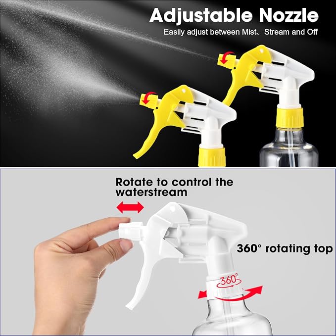 Eccliy 12 Pcs 16 Oz Plastic Spray Bottle, Adjustable Empty Reusable Sprayer - Image 3