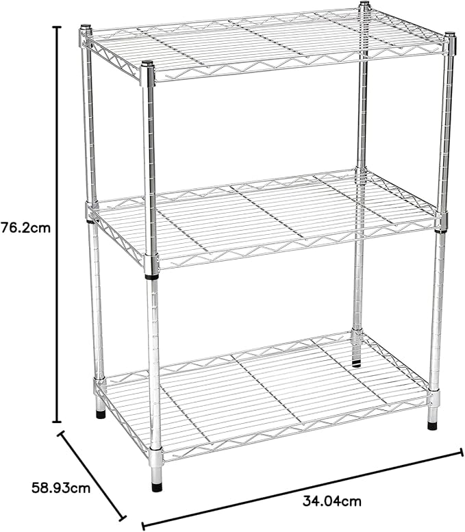 Amazon Basics 3-Shelf Adjustable Heavy Duty Steel Wire Rack Storage Shelving - Image 5