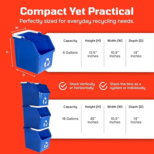 6 Gallon Stackable Recycling Bins - Image 2
