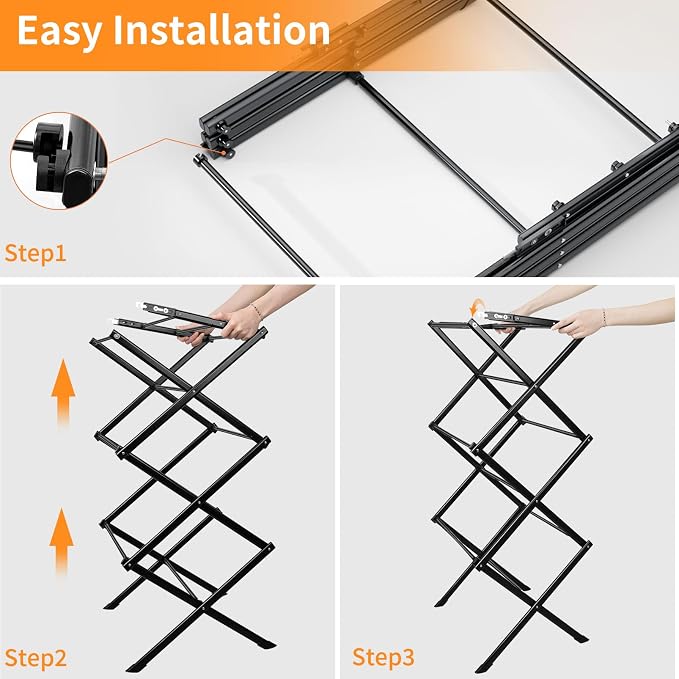 3 Tier Clothes Drying Rack, Foldable & Portable Clothing Drying Rack, - Image 5
