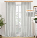 YoungsTex Linen Semi Sheer Curtains 90 Inch Length 2 Panels, Light Grey Light by YoungsTex
