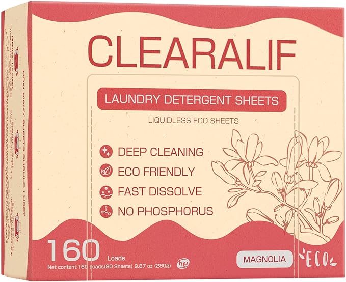 Laundry Detergent Sheets Up to 160 Loads, Magnolia by CLEARALIF