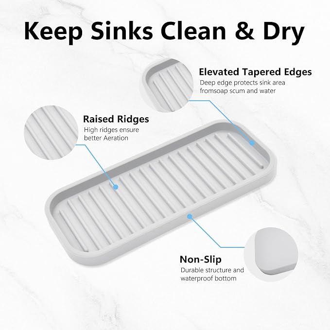 Silicone Sponge Holder Kitchen Sink Organizer Tray Dish Caddy Soap Dispenser - Image 5