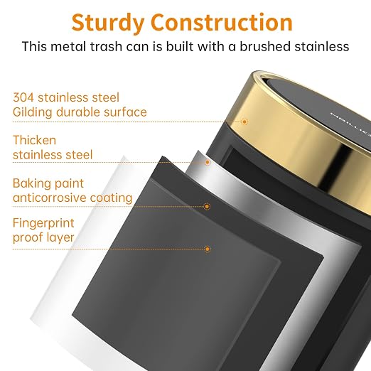 Mini Trash Can with Lid, Desktop Small Trash Can Recycling Bin Cute Metal - Image 3