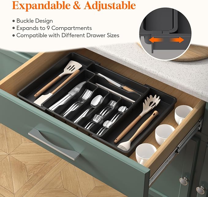 Lifewit Silverware Drawer Organizer, Expandable Utensil Organizer - Image 3