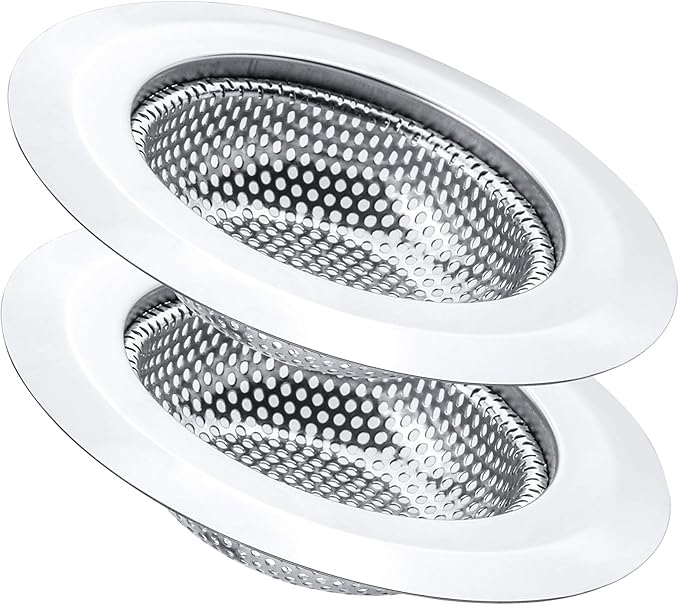 2 Pcs Kitchen Sink Strainer, Stainless Steel Drain Cover, Large Wide Rim 4.5" by SOSUO