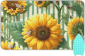 Green Striped Sunflowers and Bees Ironing Mat by Tatenale
