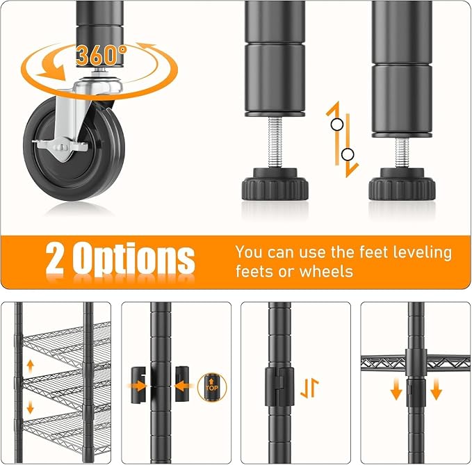 Himimi 72" H Storage Shelves 4 Tier Metal Shelving Adjustable Wire Shelf - Image 8