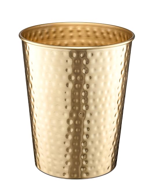 Monarch Abode Brushed Gold Hand Hammered Metal Wastebasket by MonarchAbode