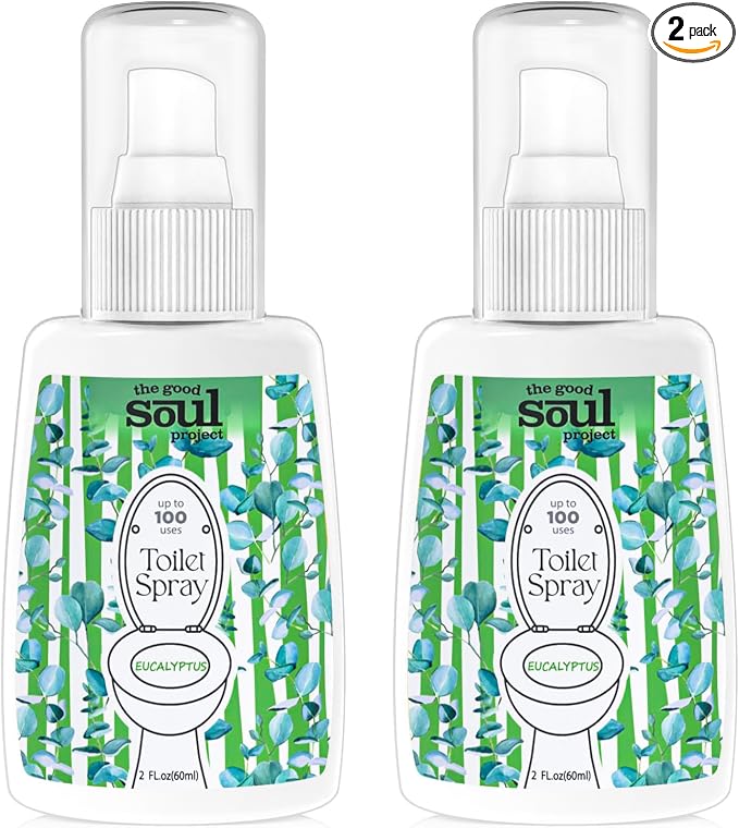 Toilet Spray, Eucalyptus, Bathroom Odor Deodorizer, 2Oz Each Travel Size Air by THEGOODSOULPROJECT