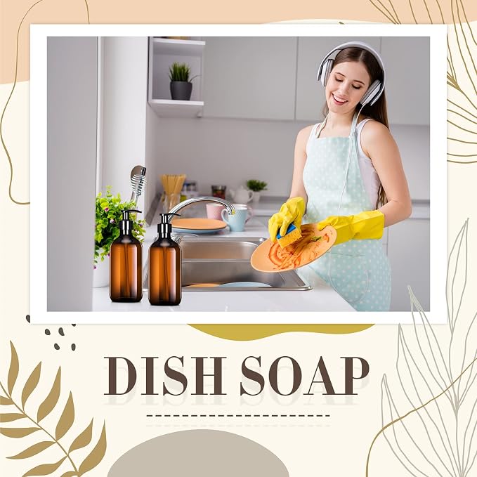 Tessco for you 12 Pack Amber Soap Dispenser Empty Plastic Pump Bottles - Image 4
