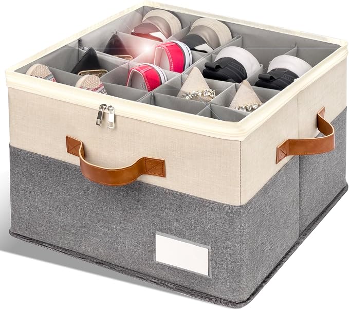 Shoe Organizer for Closet, Foldable Shoe Storage Bins by RONCHIL