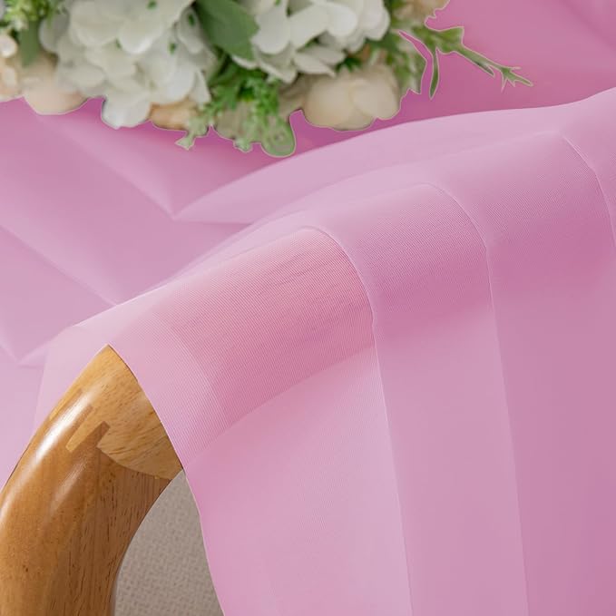 Chyhomenyc Pink Sheer Curtains 45 Inch Long 2 Panels, Light Filtering Rod - Image 2